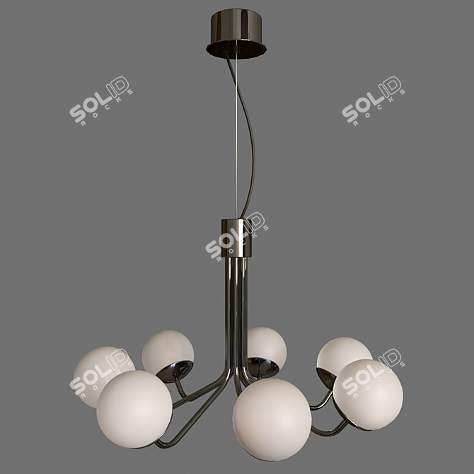 7-Light Chrome and Milk Glass Chandelier 3D model image 1