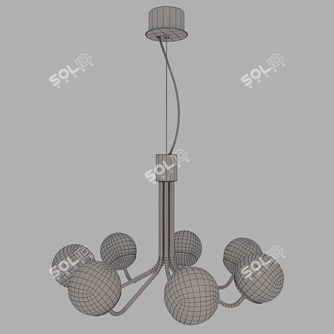 7-Light Chrome and Milk Glass Chandelier 3D model image 3