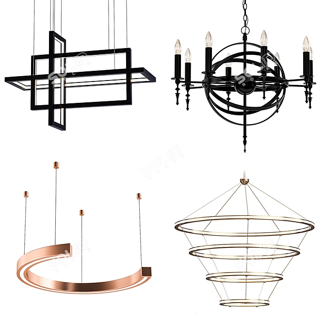 Luxury Chandeliers Set310: Cipriani Homood, LUSSOLE & More 3D model image 1