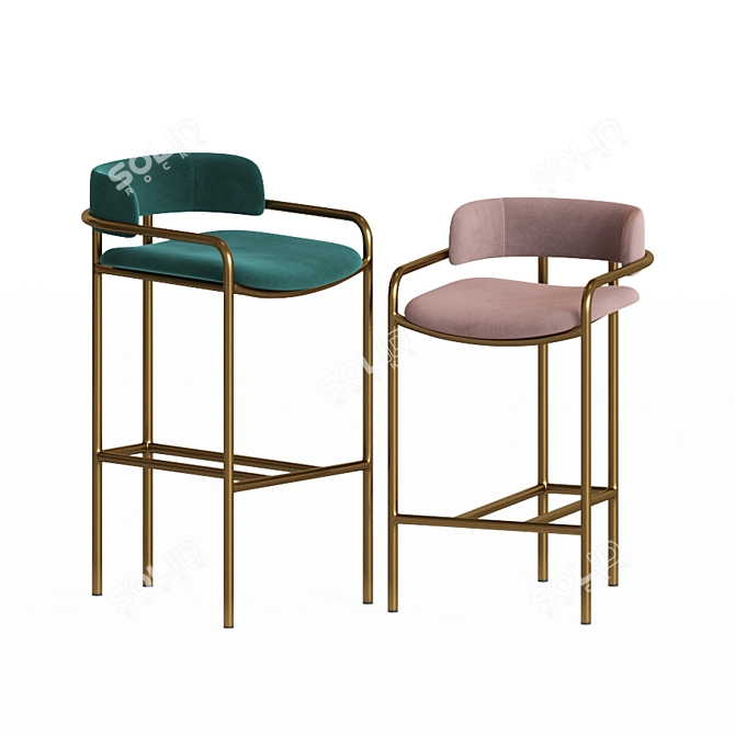 Lenox Velvet Dining Chairs Set 3D model image 2