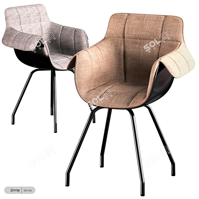 Modern and Sleek Flow Slim Italia Chair 3D model image 1