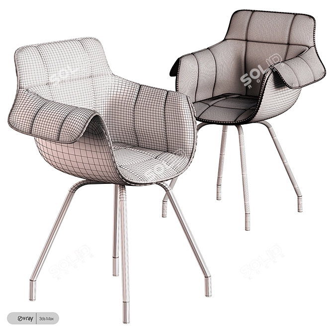Modern and Sleek Flow Slim Italia Chair 3D model image 3