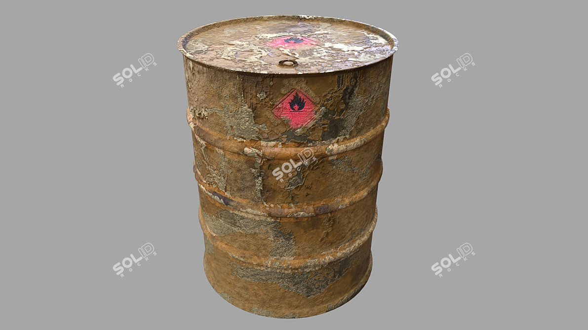 Rustic Barrel 3D Model with Peeling Paint 3D model image 2