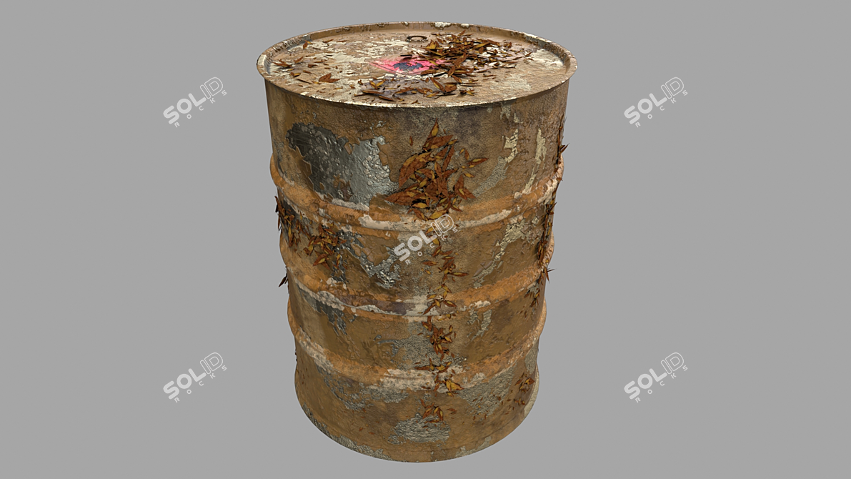Rustic Barrel 3D Model with Peeling Paint 3D model image 3
