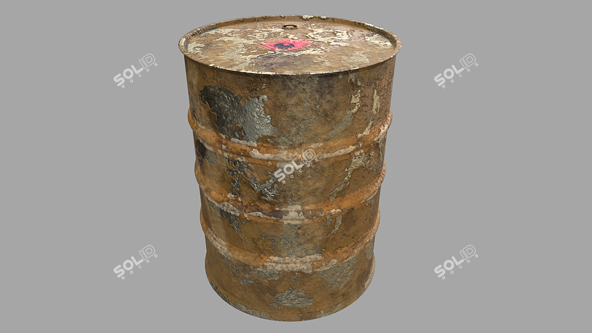 Rustic Barrel 3D Model with Peeling Paint 3D model image 4