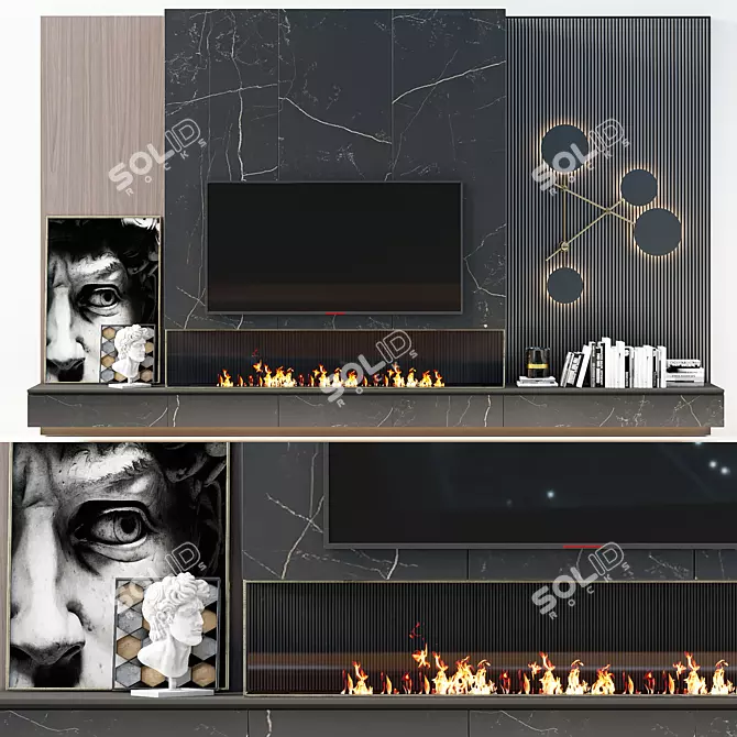 Fireplace TV Zone: Modern and Stylish 3D model image 1