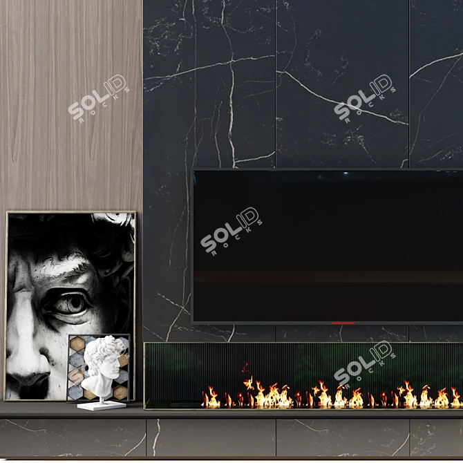 Fireplace TV Zone: Modern and Stylish 3D model image 2