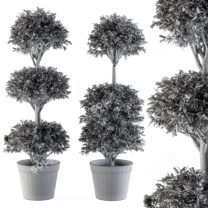 Lush Green Garden Decor - Set of 91 Topiary Balls 3D model image 4