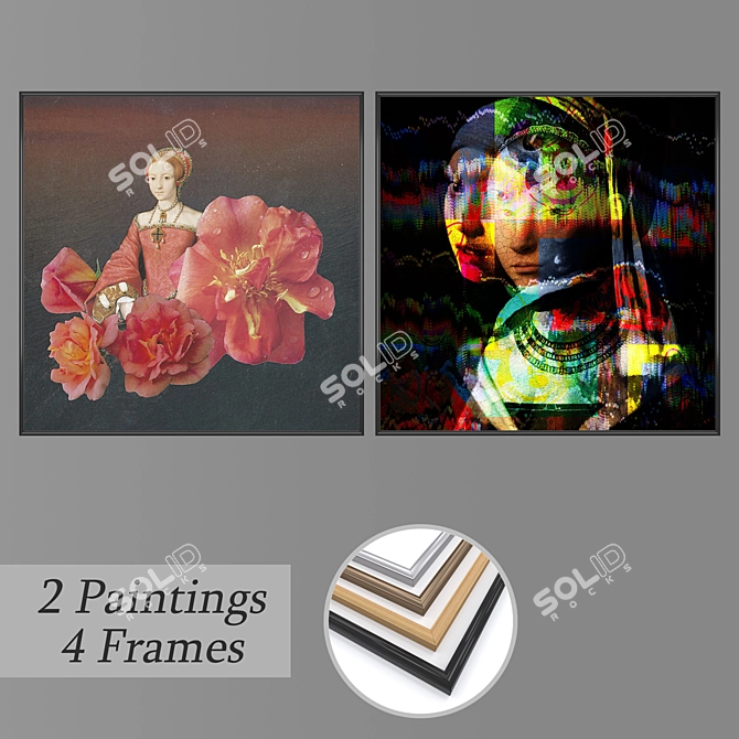 Versatile Set of Wall Paintings & Frames 3D model image 1