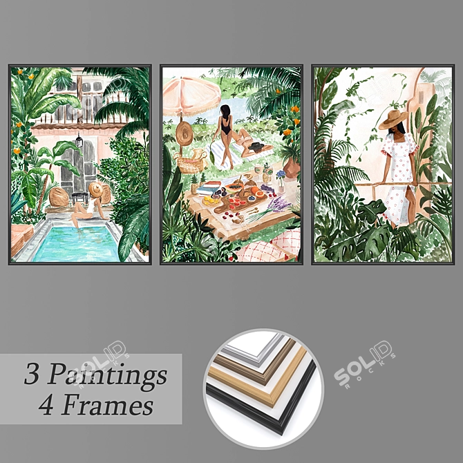 Multi-frame Wall Art Set with Variety of Options 3D model image 1