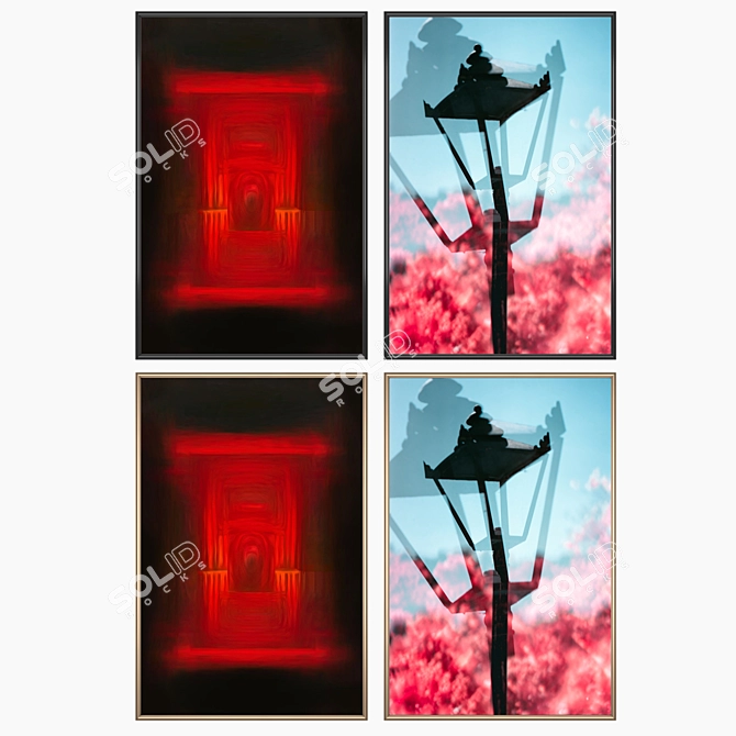 Stylish Wall Paintings Set 3D model image 2