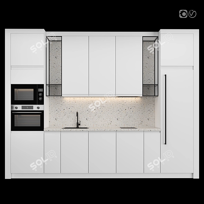 Modern Modular Kitchen: Small & Stylish 3D model image 1