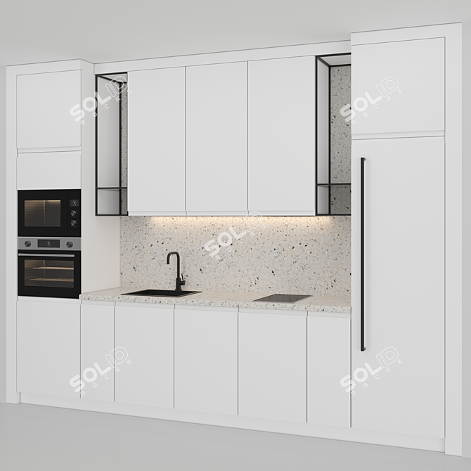 Modern Modular Kitchen: Small & Stylish 3D model image 4