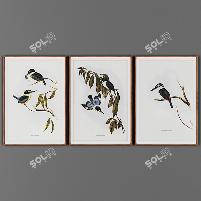 Wooden Picture Frame Set: Collection of 3 3D model image 1