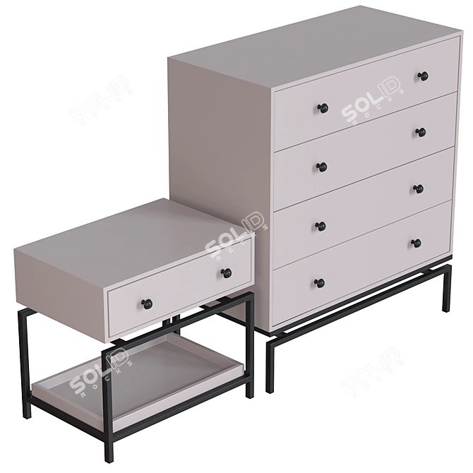 Classic Chest and Bedside Tables Set 3D model image 3