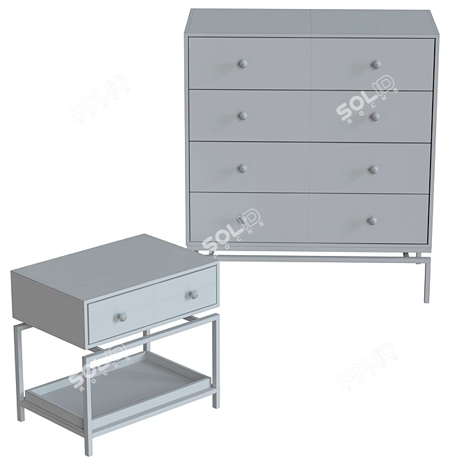 Classic Chest and Bedside Tables Set 3D model image 5