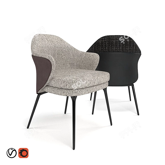 Modern Elegance: MINOTTI Angie Dining Chair 3D model image 1
