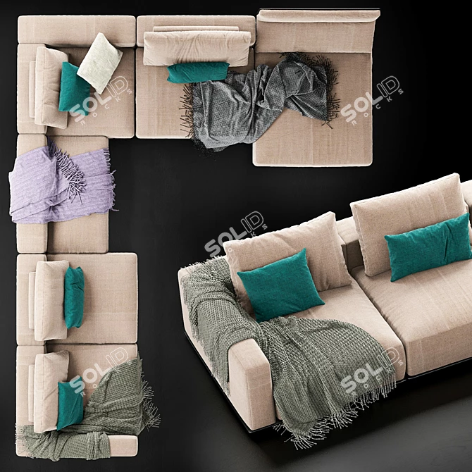 Sleek Westside Sofa by Poliform 3D model image 3