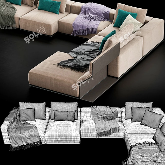 Sleek Westside Sofa by Poliform 3D model image 5