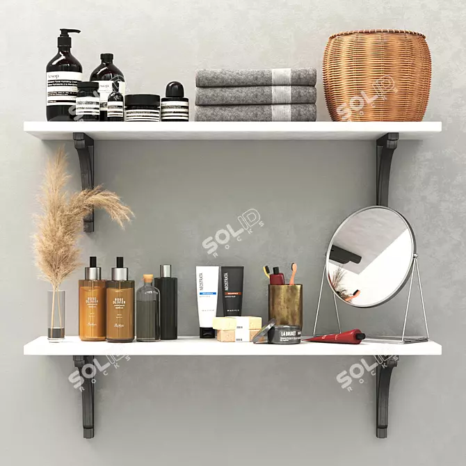  Stylish Bathroom Accessories Set 3D model image 1