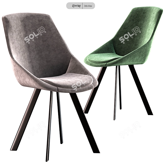 Ritz Velour Chair - Stylish Comfort 3D model image 1