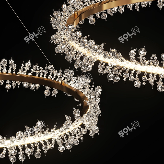 Elegant Crystal Ring Chandelier 3D model image 2