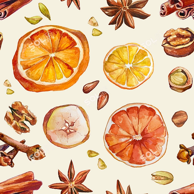 Mulled Wine Delight: Watercolor Pattern 3D model image 2