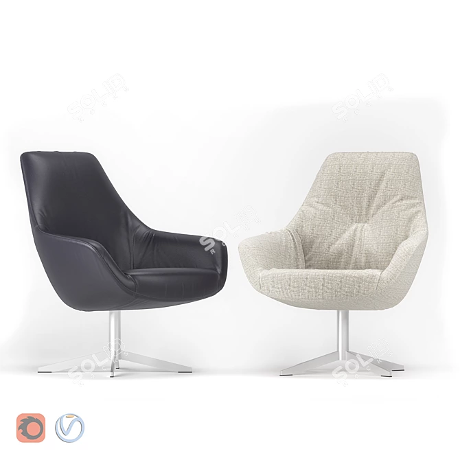 Brune Liv Armchairs: German Design Elegance 3D model image 1