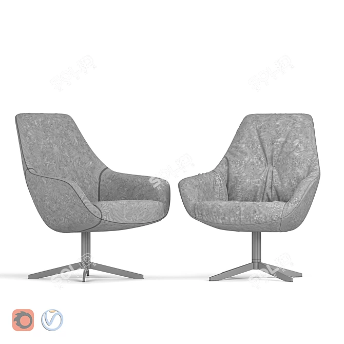 Brune Liv Armchairs: German Design Elegance 3D model image 2