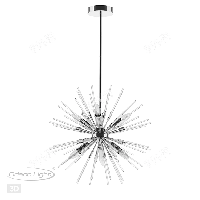 KADRILIA Chandelier: Sleek Chrome Finish, 6 Glass Shades 3D model image 1