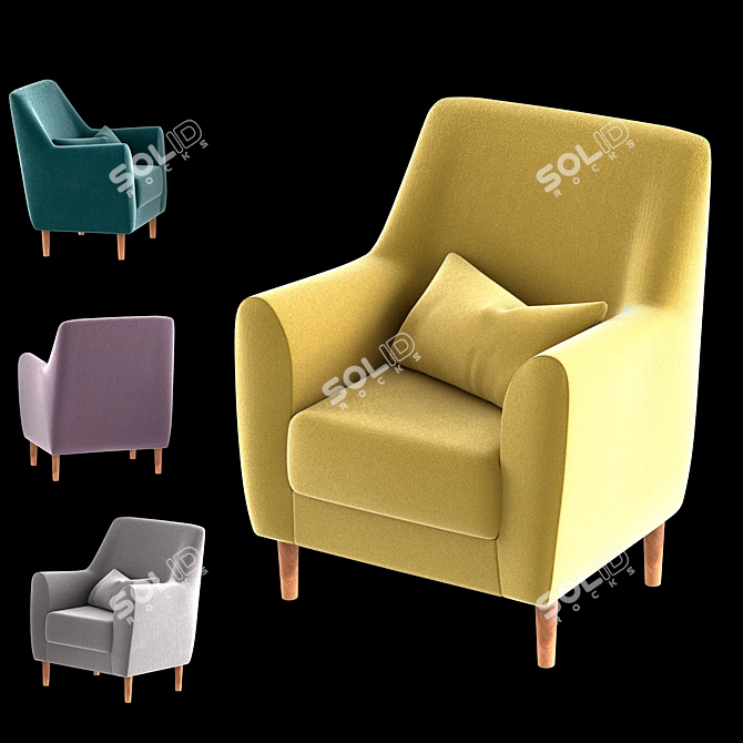 Luxury Velvet Armchair: Odense 3D model image 1