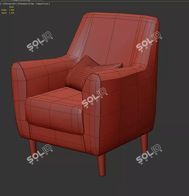 Luxury Velvet Armchair: Odense 3D model image 2