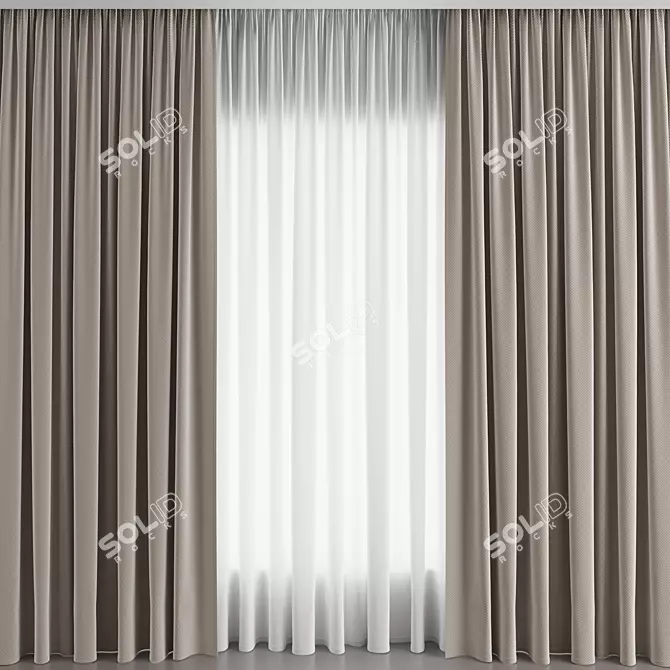 Modern Tulle Curtain Set 3D model image 1