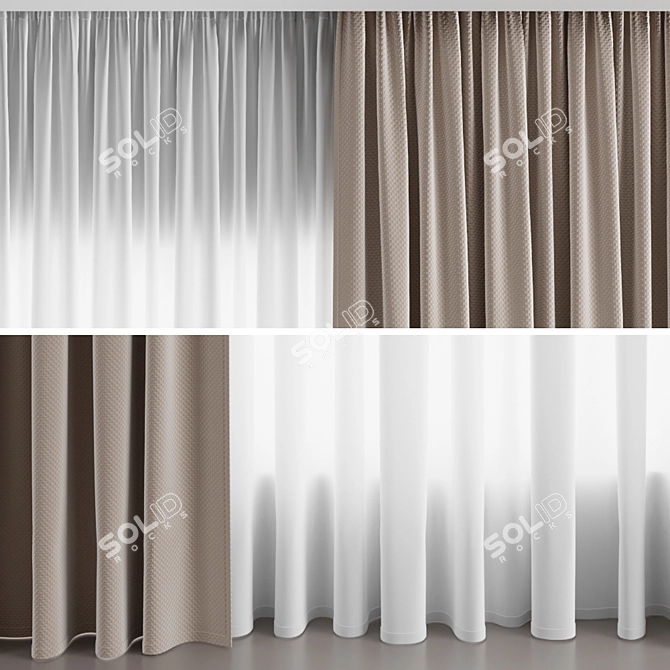 Modern Tulle Curtain Set 3D model image 5