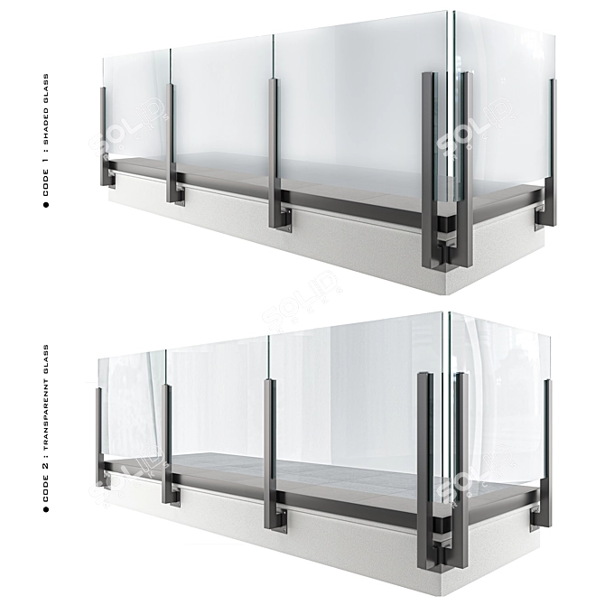 Sleek Glass Railing 3D model image 1