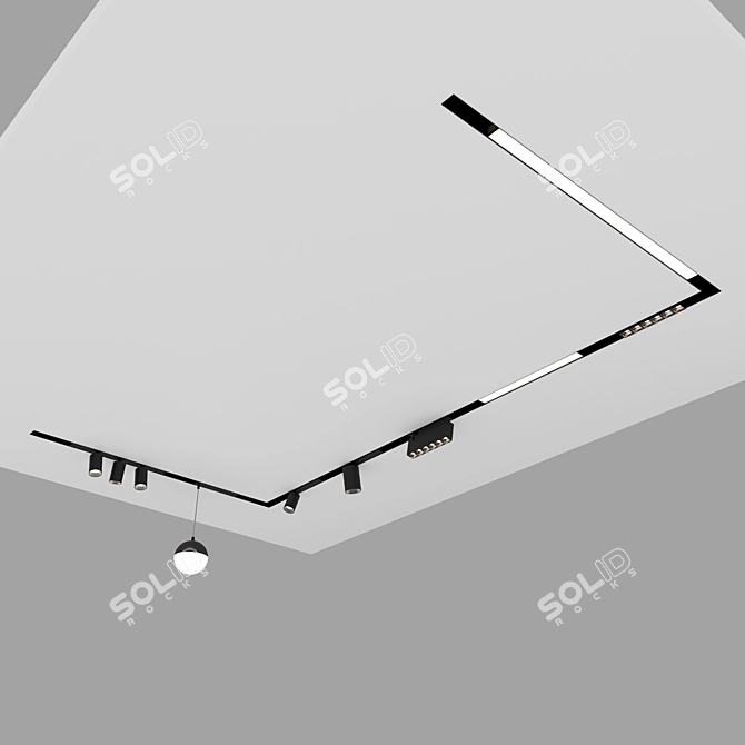 Magnetic Track Lighting System 3D model image 1