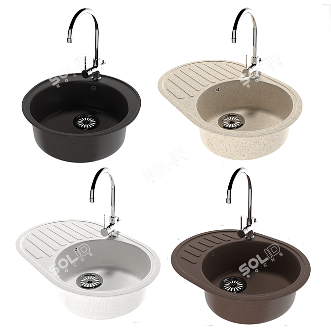 Versatile 3-in-1 Kitchen Sink 3D model image 1