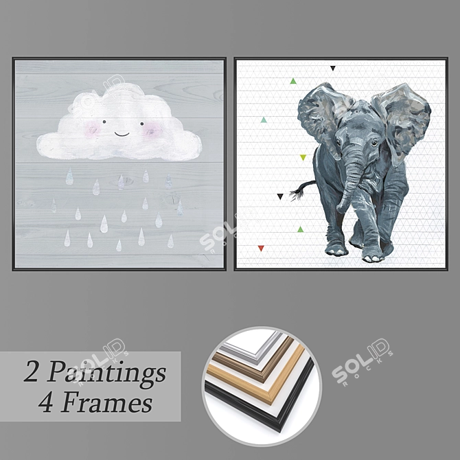 Elegant Wall Art Set 3D model image 1