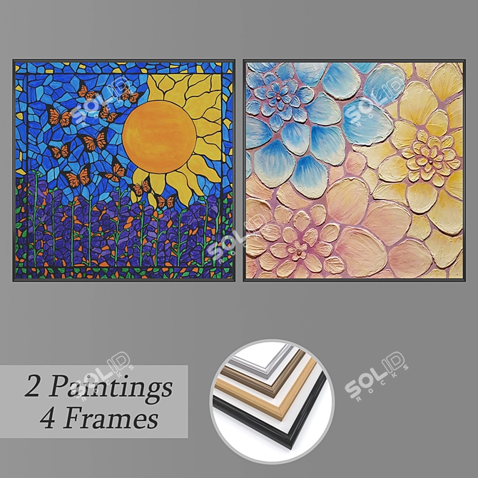 2-Piece Wall Art Set with Frame Options 3D model image 1