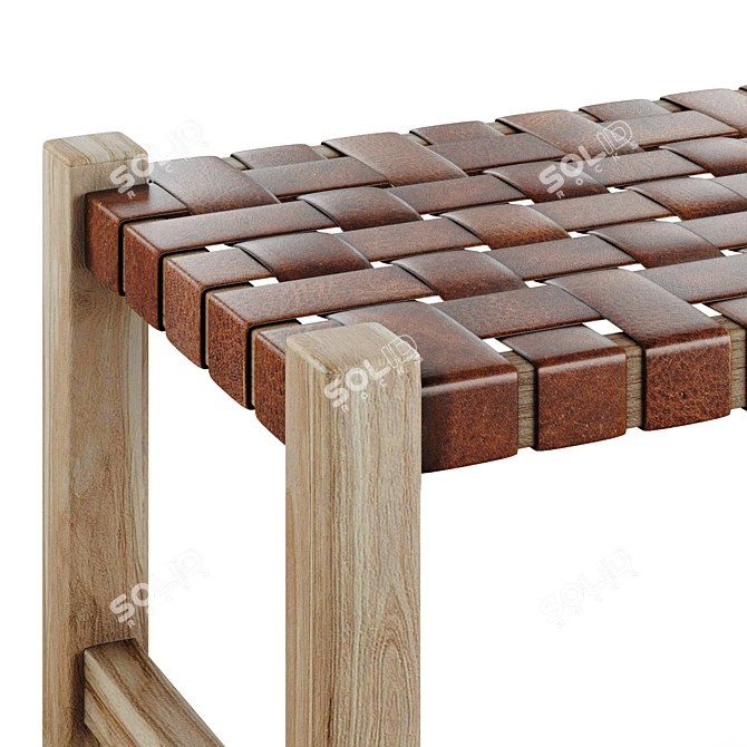 Exquisite Teak Wood Bench 3D model image 4