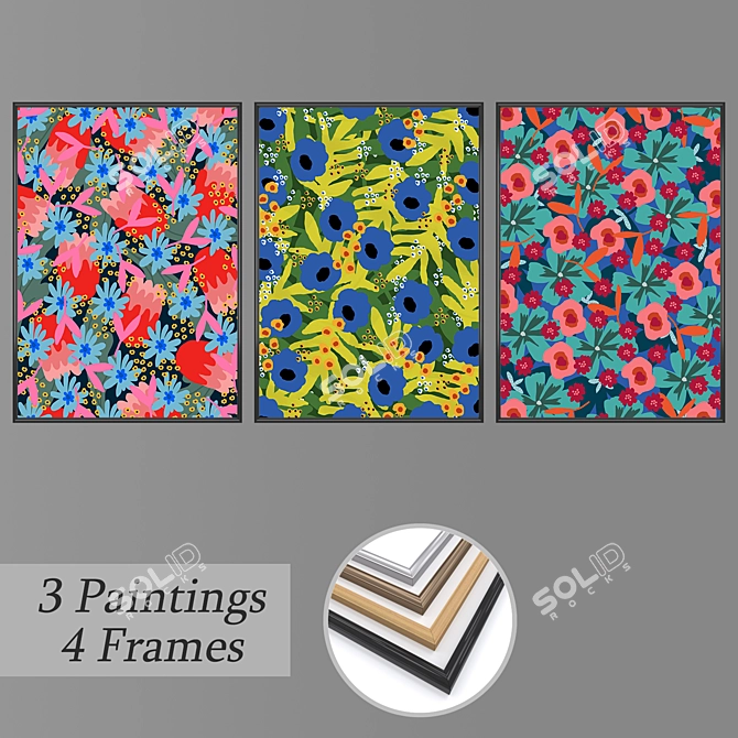 Elegant Wall Art Set 3D model image 1