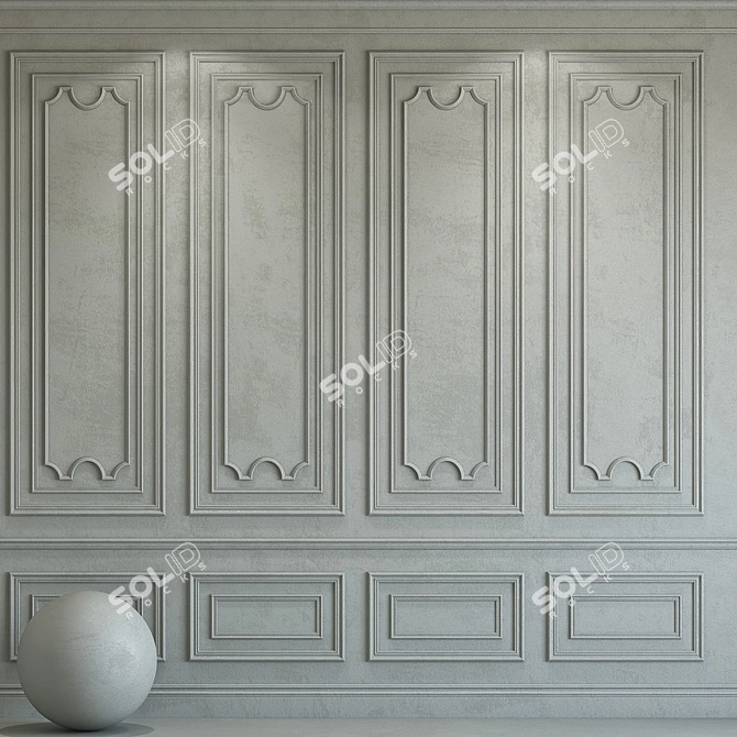 Elegant Plaster Molding: Pantone 414 C 3D model image 1