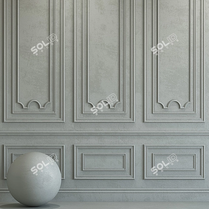 Elegant Plaster Molding: Pantone 414 C 3D model image 2