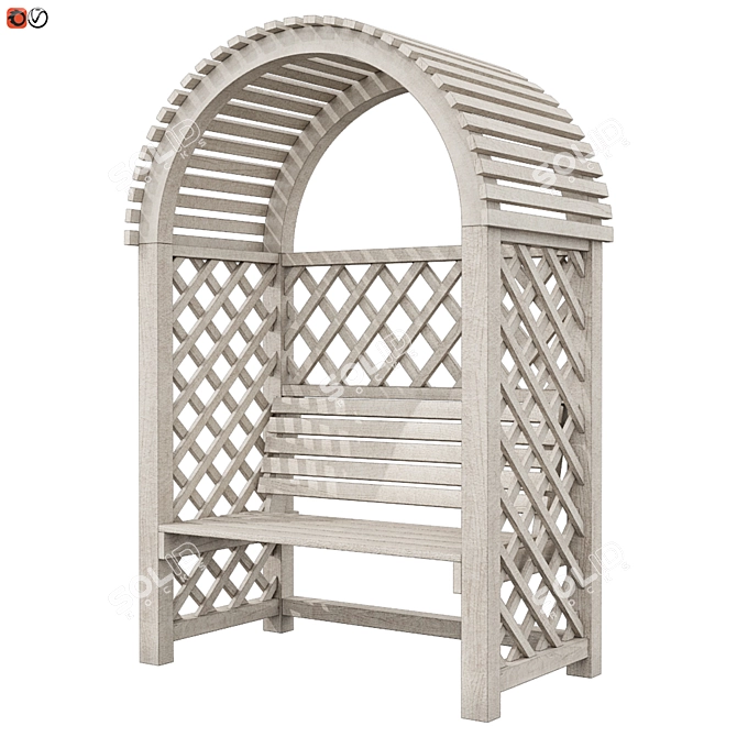 Wooden Pergola Bench: Outdoor Haven 3D model image 1