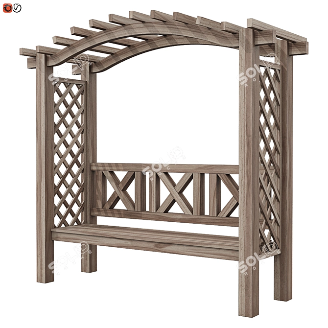 Wooden Pergola Bench: Garden Oasis 3D model image 1