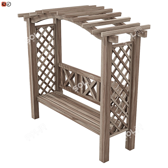 Wooden Pergola Bench: Garden Oasis 3D model image 2