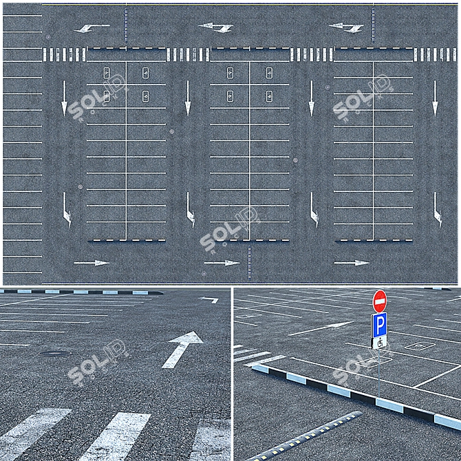 Outdoor Car Park: Spacious and Well-Marked 3D model image 2