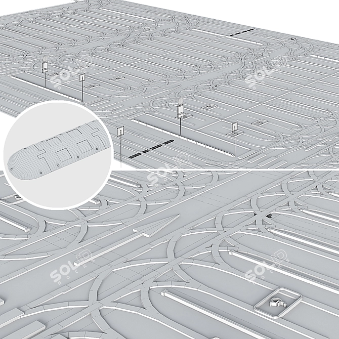 Outdoor Car Park: Spacious and Well-Marked 3D model image 4