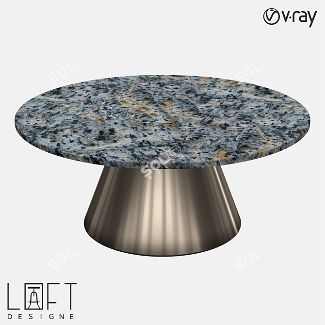 Elegant Metal and Marble Coffee Table 3D model image 1