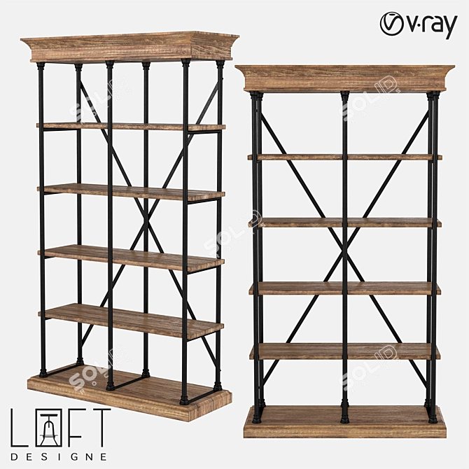 RACK LoftDesigne 7090: Stylish Wood and Metal Storage 3D model image 1